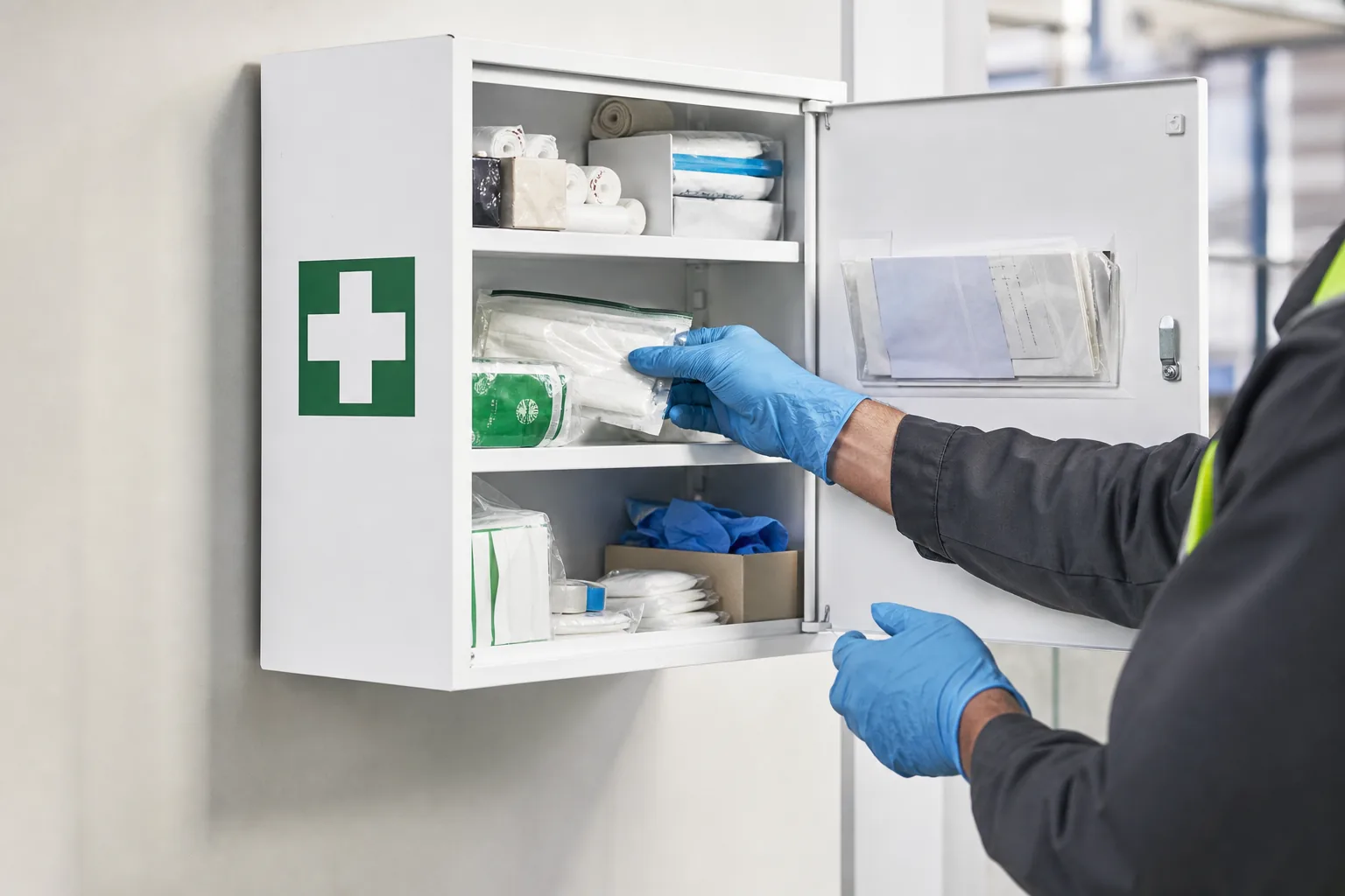 Workplace first aid kit inspection and restocking
