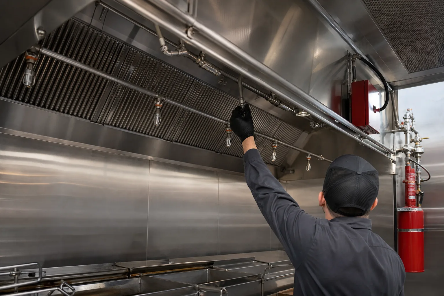 Commercial kitchen hood suppression system service